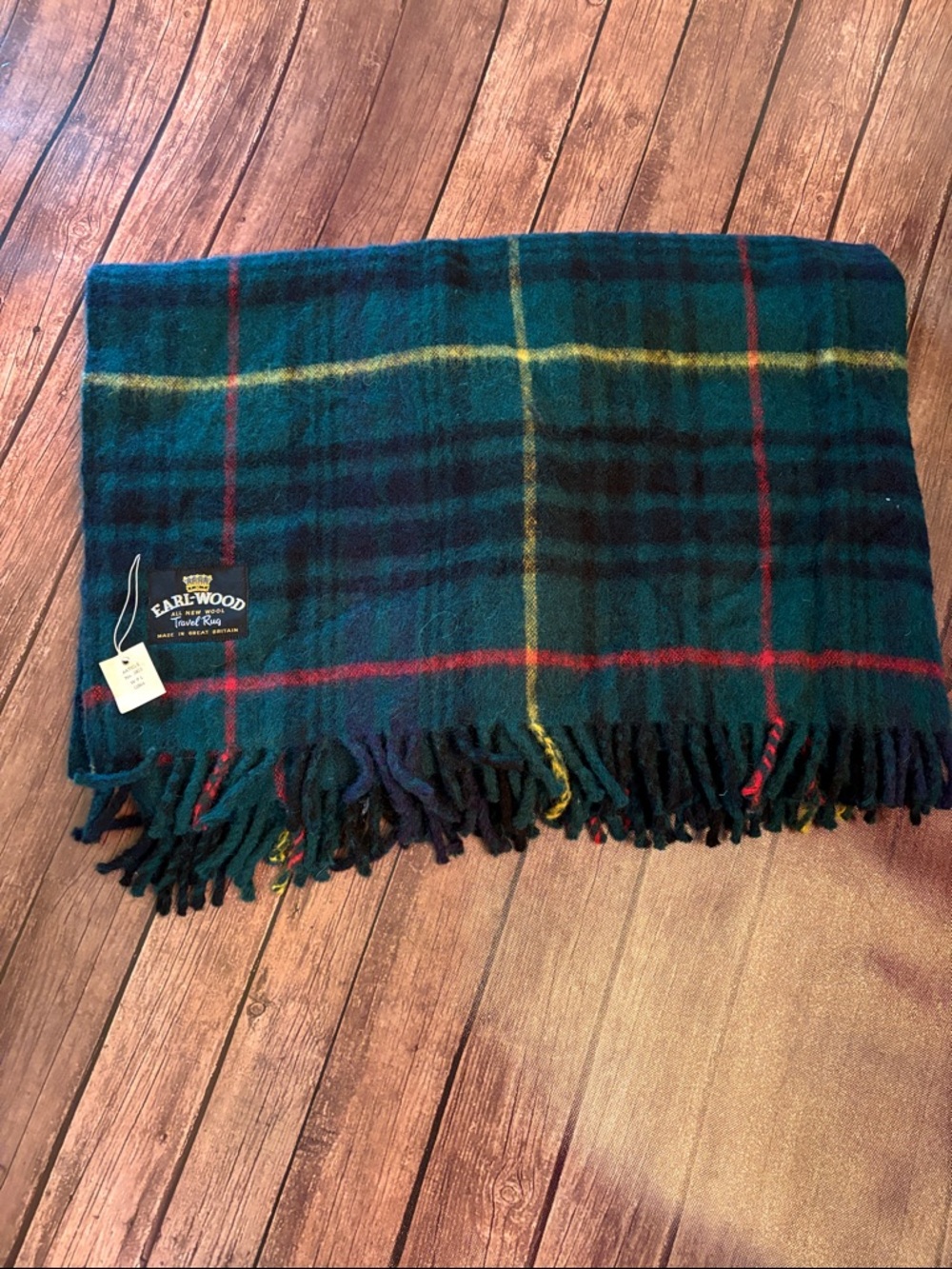 Vintage Earl-Wood Thick Wool Travel Tartan Throw Made in Great Britain